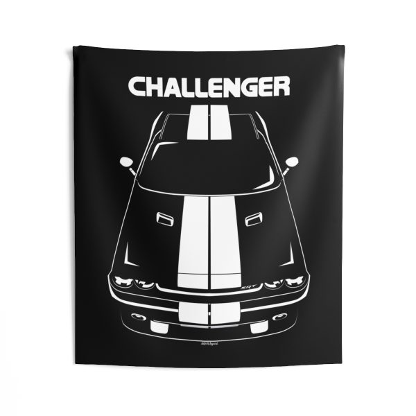 Dodge Challenger 2008-2014 White Stripes Tapestry 50 x 60 inch by Auto Art Apparel