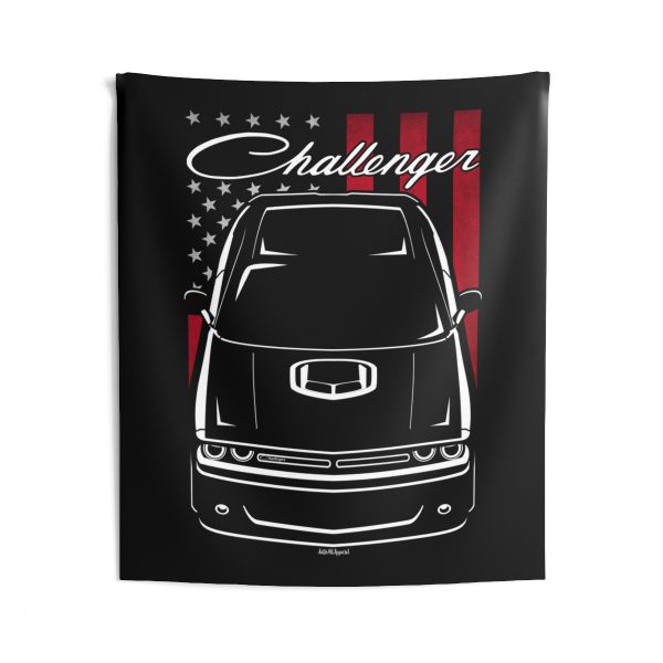 Dodge Challenger RT Shaker Tapestry - US Flag Wall Art 50 x 60 inch by Auto Art Apparel