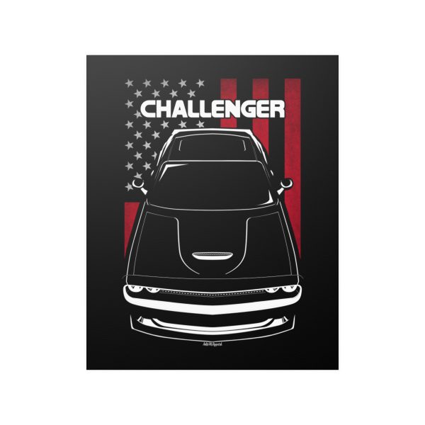 Dodge Challenger SRT 2015-2019 Poster - US Flag Print 16 x 20 inch by Auto Art Apparel