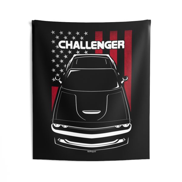 Dodge Challenger SRT 2015-2019 Tapestry - US Flag Wall Art 50 x 60 inch by Auto Art Apparel