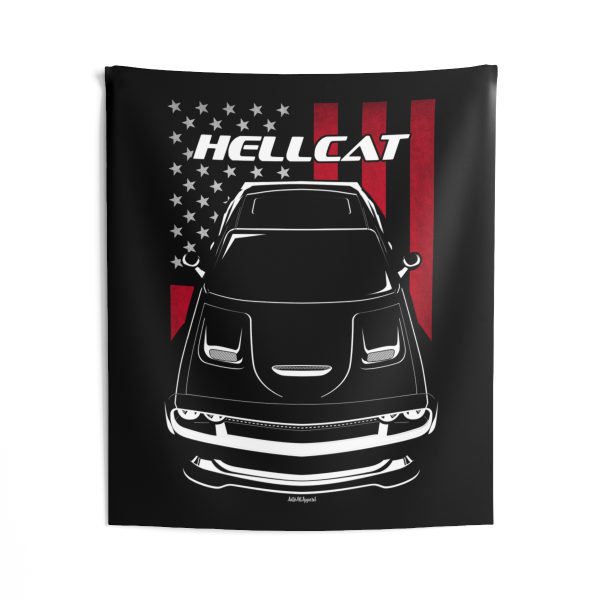 Dodge Challenger SRT Hellcat 2015-2019 Tapestry - US Flag Wall Art 50 x 60 inch by Auto Art Apparel