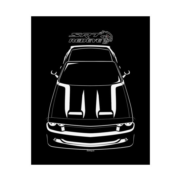 Dodge Challenger SRT Hellcat Redeye Black Poster 16 x 20 inch by Auto Art Apparel