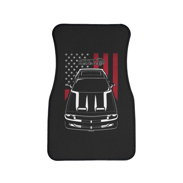 Dodge Challenger SRT Hellcat Redeye Black Stripes Car Mat - US Flag Floor Mats Front Carpet Floor Mats by Auto Art Apparel