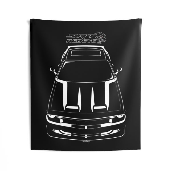 Dodge Challenger SRT Hellcat Redeye Black Stripes Tapestry 50 x 60 inch by Auto Art Apparel