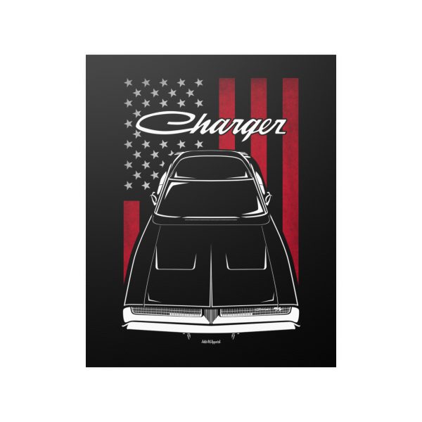 Dodge Charger RT 1969 Poster - US Flag Print 16 x 20 inch by Auto Art Apparel