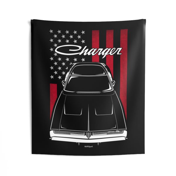 Dodge Charger RT 1969 Tapestry - US Flag Wall Art 50 x 60 inch by Auto Art Apparel