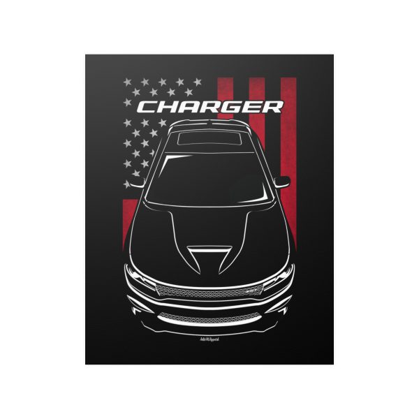 Dodge Charger SRT 2015-2019 Poster - US Flag Print 16 x 20 inch by Auto Art Apparel