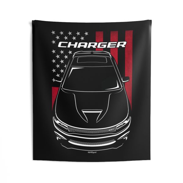 Dodge Charger SRT 2015-2019 Tapestry - US Flag Wall Art 50 x 60 inch by Auto Art Apparel