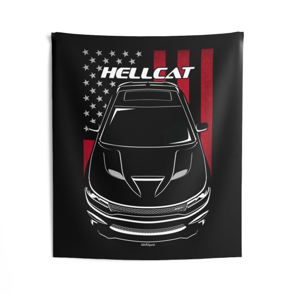 Dodge Charger SRT Hellcat 2015-2019 Tapestry - US Flag Wall Art 50 x 60 inch by Auto Art Apparel