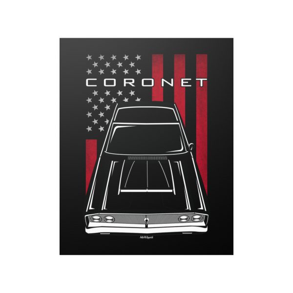 Dodge Coronet 1968 Poster - US Flag Print 16 x 20 inch by Auto Art Apparel