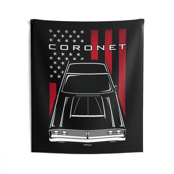 Dodge Coronet 1968 Tapestry - US Flag Wall Art 50 x 60 inch by Auto Art Apparel