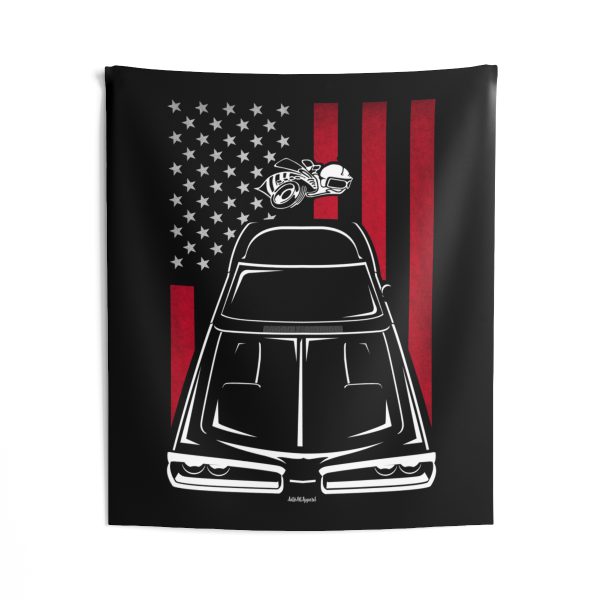 Dodge Coronet Super Bee 1970 Tapestry - US Flag Wall Art 50 x 60 inch by Auto Art Apparel