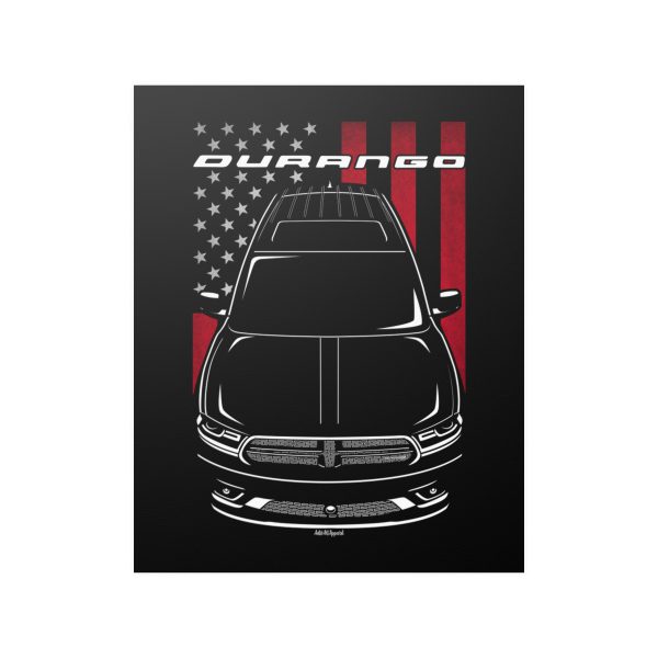 Dodge Durango 2014-2020 Poster - US Flag Print 16 x 20 inch by Auto Art Apparel