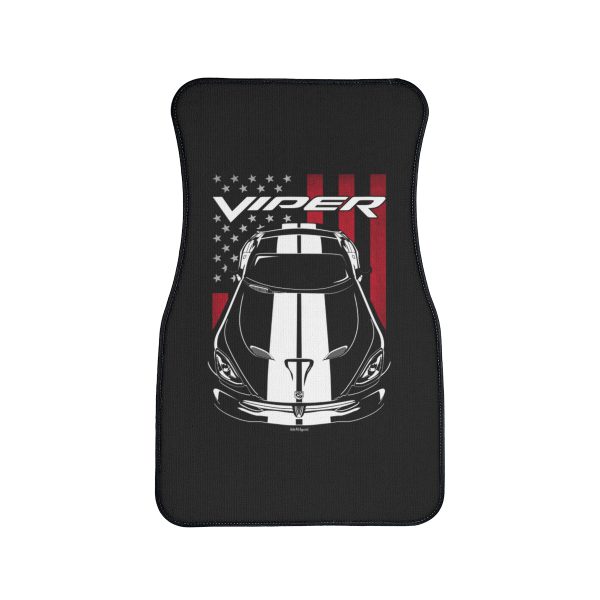 Dodge SRT Viper 2013-2017 White Stripes Car Mat - US Flag Floor Mats Front Carpet Floor Mats by Auto Art Apparel