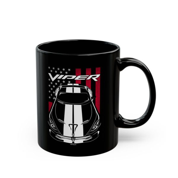 Dodge SRT Viper 2013-2017 White Stripes Mug - US Flag Coffee Mug 11 oz by Auto Art Apparel