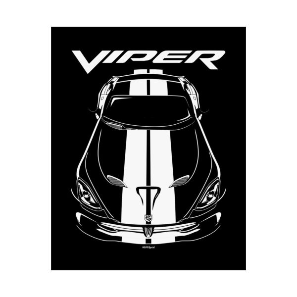 Dodge SRT Viper 2013-2017 White Stripes Poster 16 x 20 inch by Auto Art Apparel