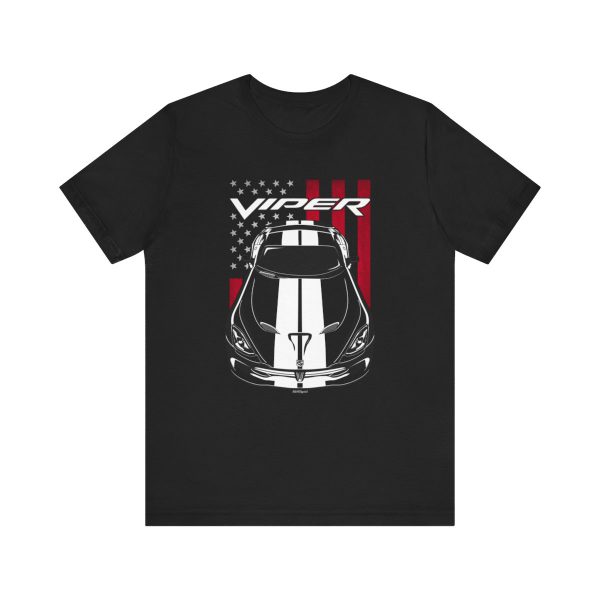 Dodge SRT Viper 2013-2017 White Stripes T-shirt - US Flag Shirt by Auto Art Apparel