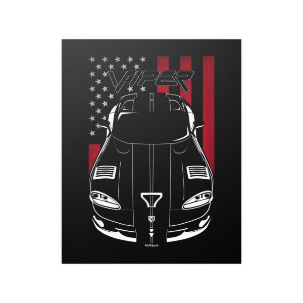 Dodge Viper 1996-2002 Black Stripes Poster - US Flag Print 16 x 20 inch by Auto Art Apparel