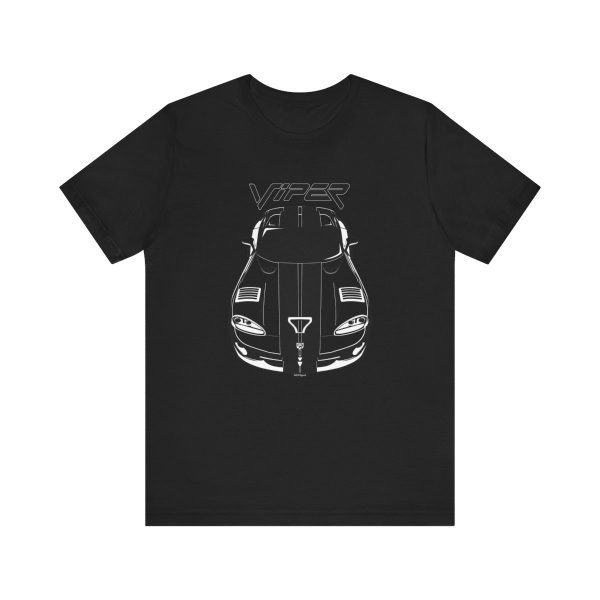 Dodge Viper 1996-2002 Black Stripes T-shirt Black by Auto Art Apparel