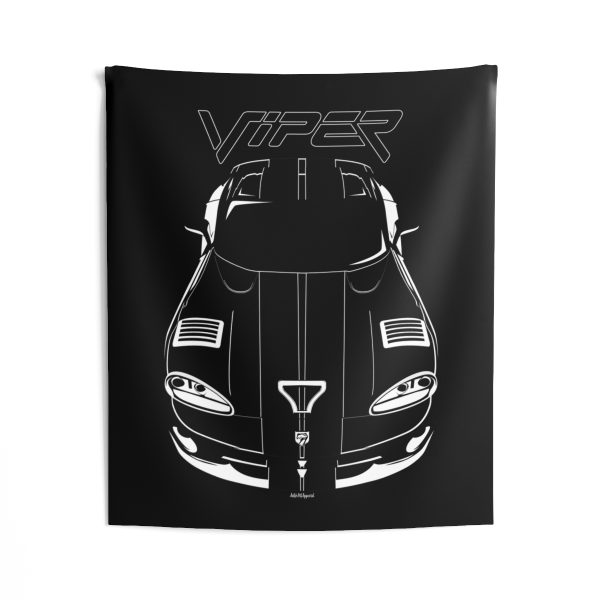 Dodge Viper 1996-2002 Black Stripes Tapestry 50 x 60 inch by Auto Art Apparel