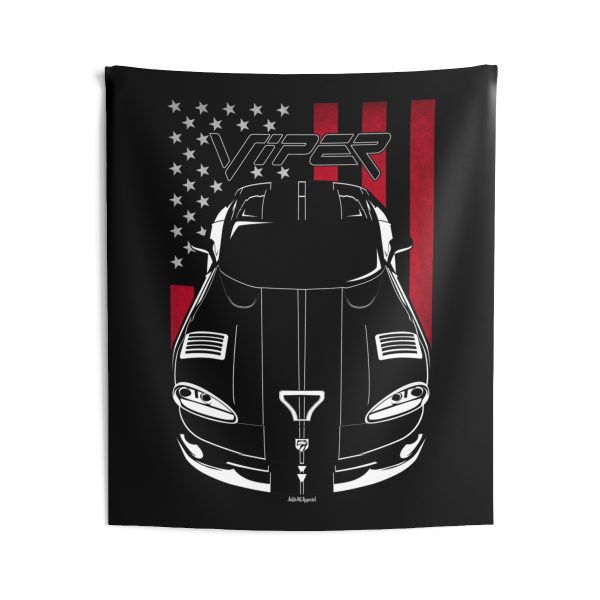 Dodge Viper 1996-2002 Black Stripes Tapestry - US Flag Wall Art 50 x 60 inch by Auto Art Apparel