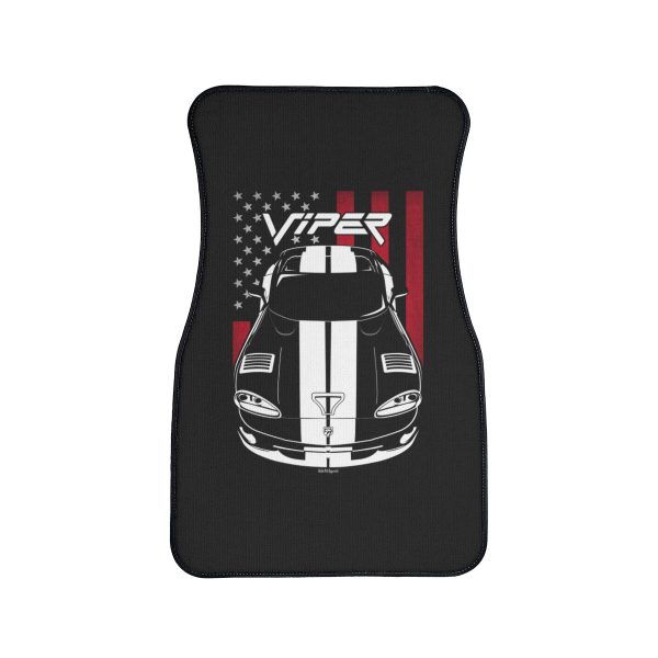 Dodge Viper 1996-2002 White Stripes Car Mat - US Flag Floor Mats Front Carpet Floor Mats by Auto Art Apparel