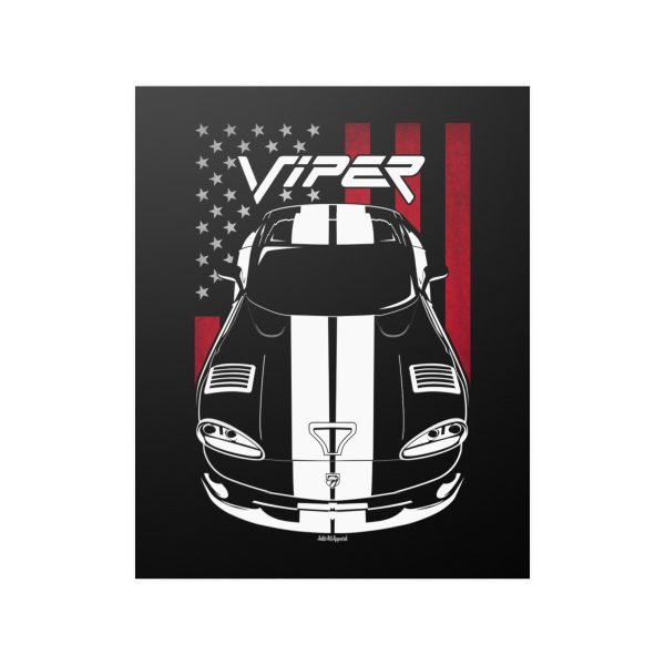 Dodge Viper 1996-2002 White Stripes Poster - US Flag Print 16 x 20 inch by Auto Art Apparel