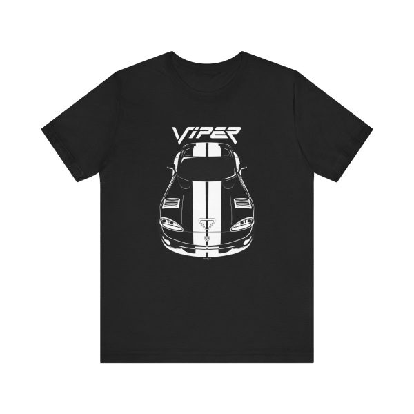 Dodge Viper 1996-2002 White Stripes T-shirt Black by Auto Art Apparel
