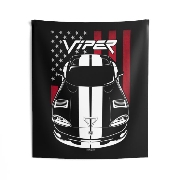 Dodge Viper 1996-2002 White Stripes Tapestry - US Flag Wall Art 50 x 60 inch by Auto Art Apparel
