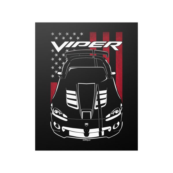 Dodge Viper ACR 4th generation Poster - US Flag Print 16 x 20 inch by Auto Art Apparel