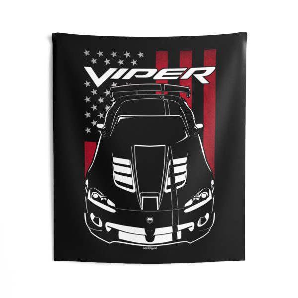 Dodge Viper ACR 4th generation Tapestry - US Flag Wall Art 50 x 60 inch by Auto Art Apparel