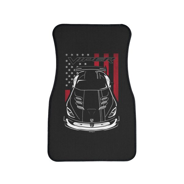 Dodge Viper ACR 5th generation Black Stripes Car Mat - US Flag Floor Mats Front Carpet Floor Mats by Auto Art Apparel