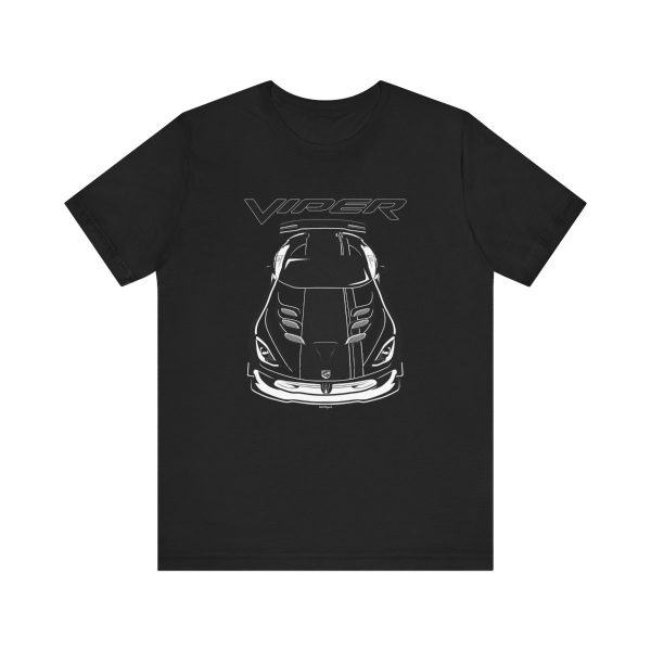 Dodge Viper ACR 5th generation Black Stripes T-shirt Black by Auto Art Apparel