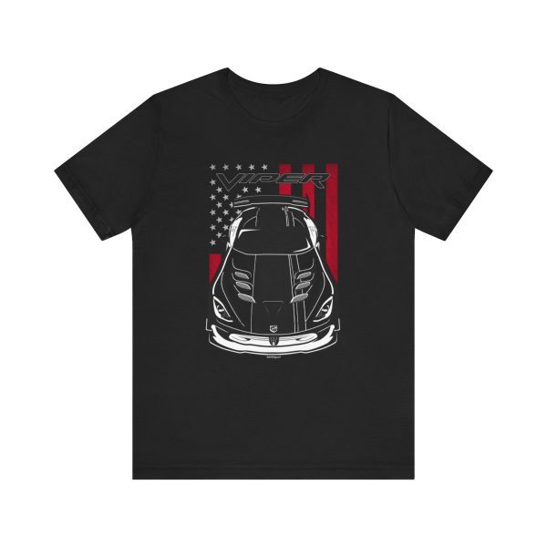 Dodge Viper ACR 5th generation Black Stripes T-shirt - US Flag Shirt by Auto Art Apparel