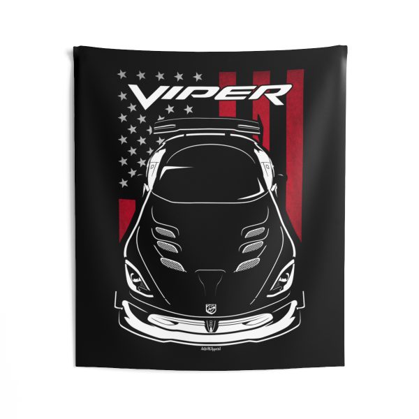 Dodge Viper ACR 5th generation Tapestry - US Flag Wall Art 50 x 60 inch by Auto Art Apparel