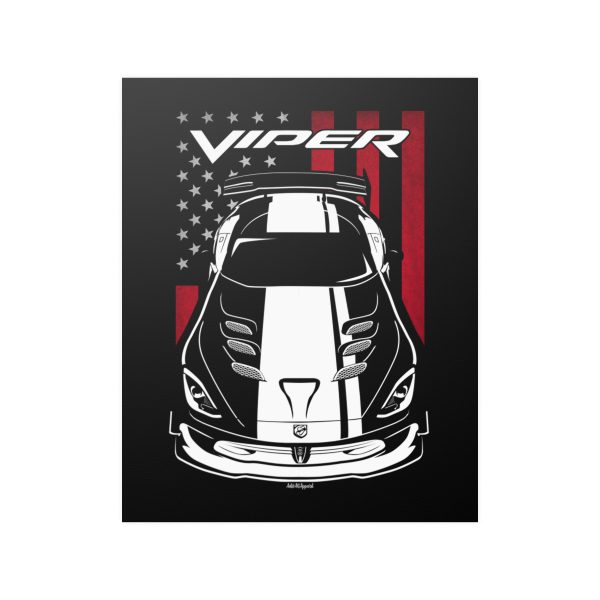 Dodge Viper ACR 5th generation White Stripes Poster - US Flag Print 16 x 20 inch by Auto Art Apparel