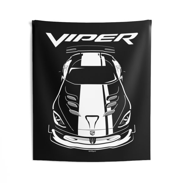 Dodge Viper ACR 5th generation White Stripes Tapestry 50 x 60 inch by Auto Art Apparel