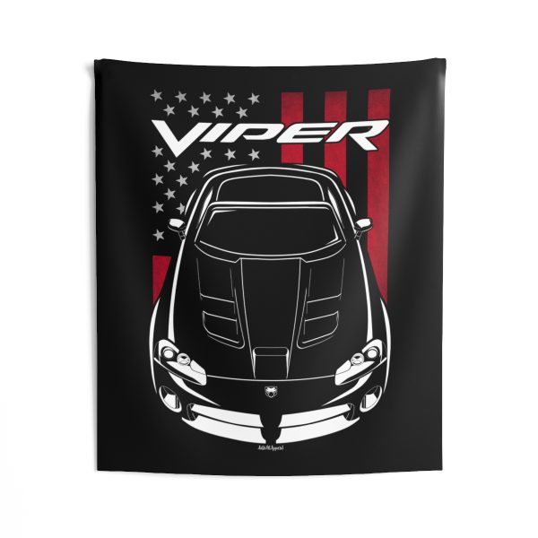 Dodge Viper SRT 10 Tapestry - US Flag Wall Art 50 x 60 inch by Auto Art Apparel