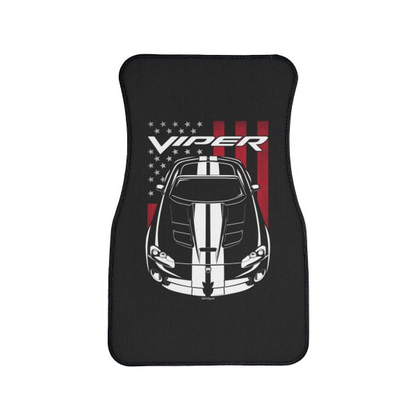 Dodge Viper SRT10 White Stripes Car Mat - US Flag Floor Mats Front Carpet Floor Mats by Auto Art Apparel