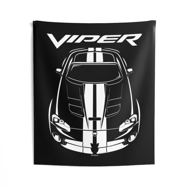 Dodge Viper SRT10 White Stripes Tapestry 50 x 60 inch by Auto Art Apparel