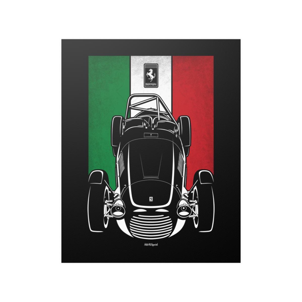 Ferrari 166 Inter Sport Poster - Italy Flag Print 16 x 20 inch by Auto Art Apparel
