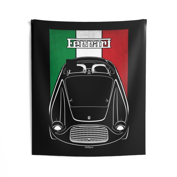 Ferrari 166 MM Barchetta Tapestry - Italy Flag Wall Art 50 x 60 inch by Auto Art Apparel