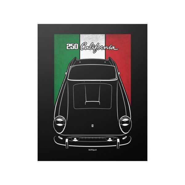 Ferrari 250 California Poster - Italy Flag Print 16 x 20 inch by Auto Art Apparel