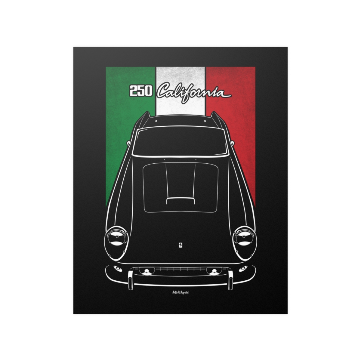 Ferrari 250 California Poster - Italy Flag Print 16 x 20 inch by Auto Art Apparel