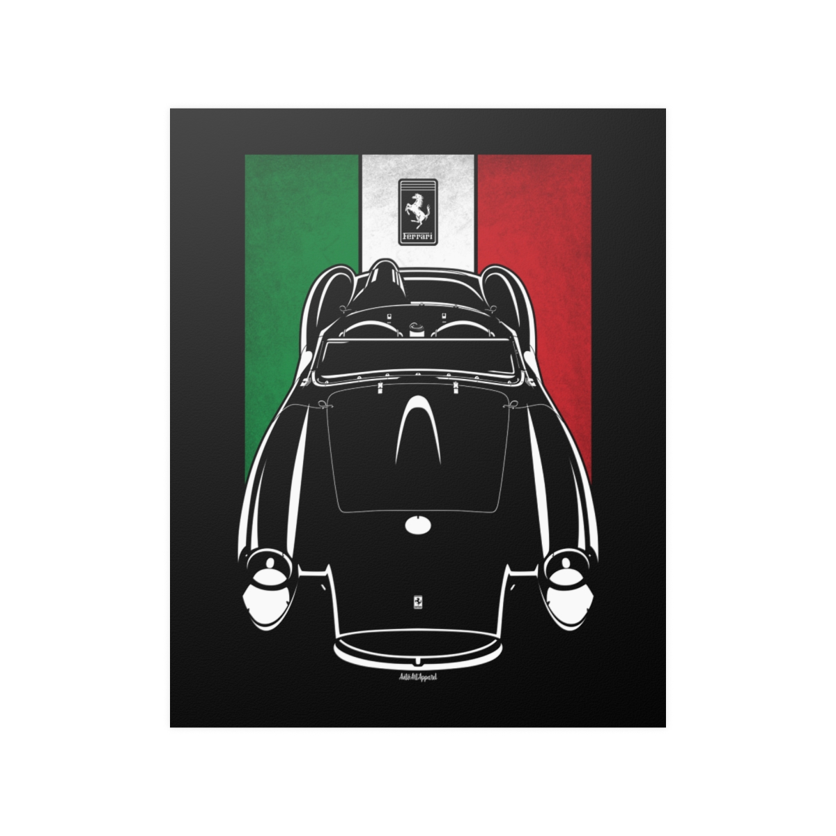 Ferrari 250 Testa Rossa Poster - Italy Flag Print 16 x 20 inch by Auto Art Apparel