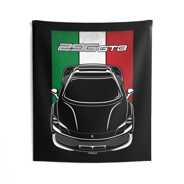 Ferrari 296 GTB Tapestry - Italy Flag Wall Art 50 x 60 inch by Auto Art Apparel