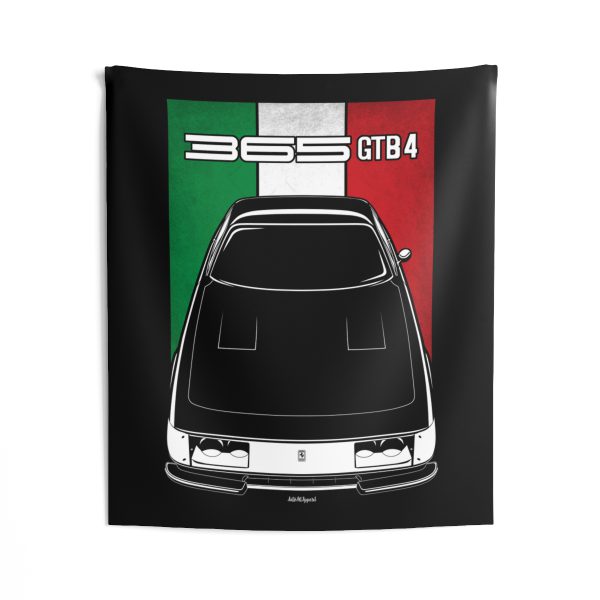 Ferrari 365 GTB 4 Tapestry - Italy Flag Wall Art 50 x 60 inch by Auto Art Apparel