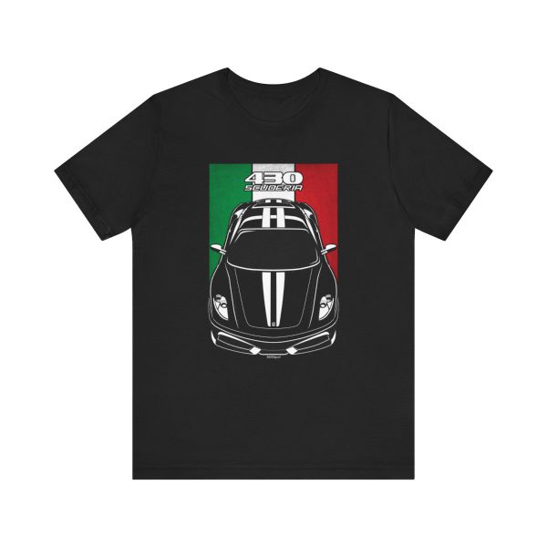 Ferrari 430 Scuderia T-shirt - Italy Flag Shirt Black by Auto Art Apparel