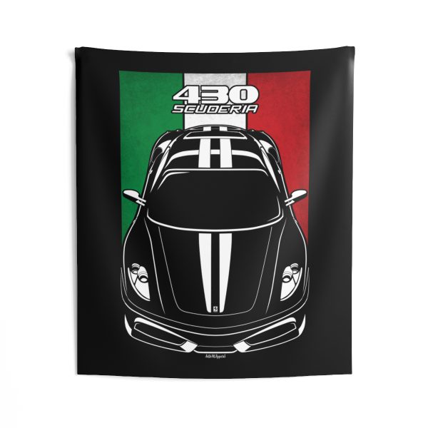 Ferrari 430 Scuderia Tapestry - Italy Flag Wall Art 50 x 60 inch by Auto Art Apparel