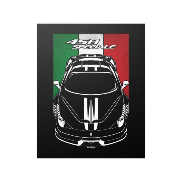 Ferrari 458 Speciale Stripe Poster - Italy Flag Print 16 x 20 inch by Auto Art Apparel